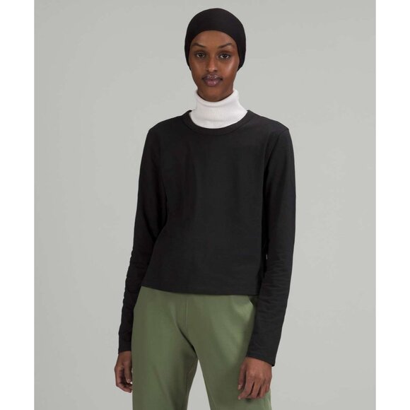 Lululemon Classic-Fit Black Cotton-Blend Long Sleeve Top Size 4 Womens - Picture 1 of 2